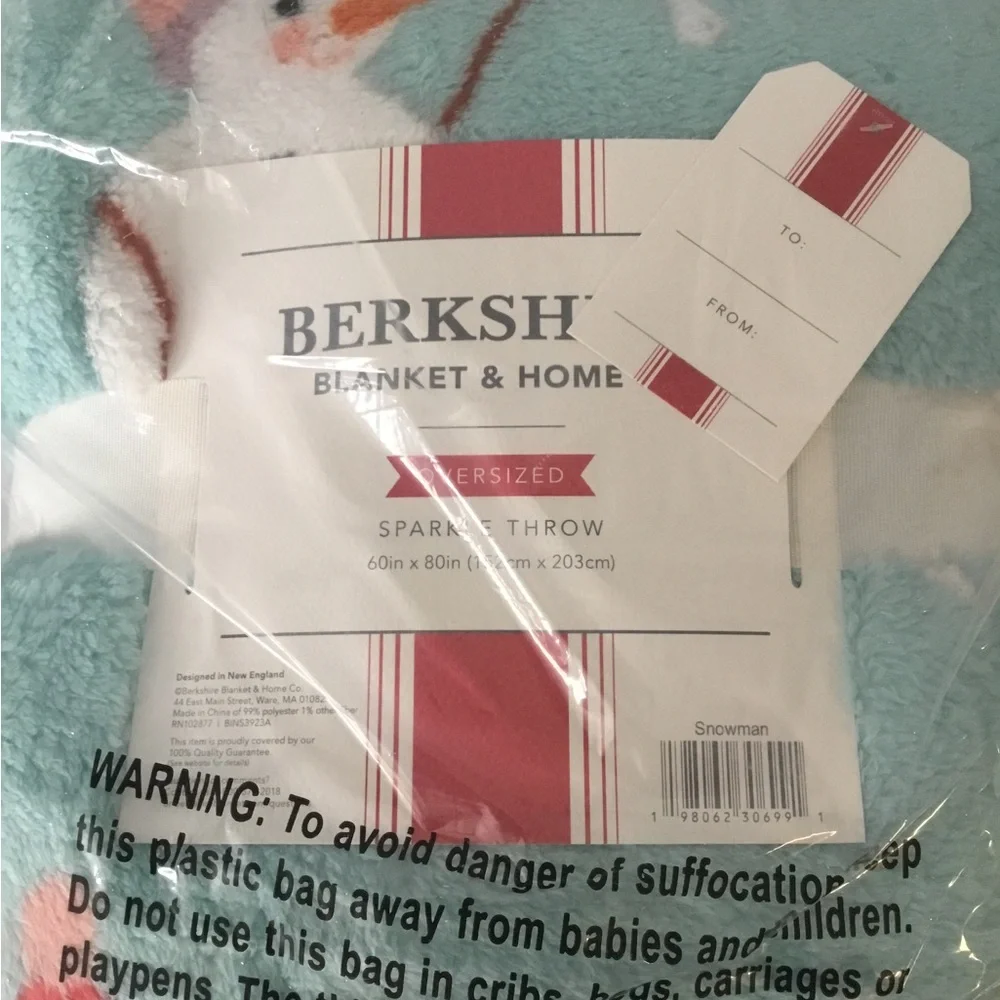 Berkshire Light Blue Snowman Sparkle Throw Blanket